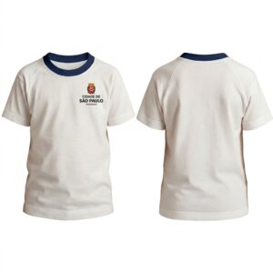 Camiseta Uniforme Escolar Prefeitura SP - Gola Azul