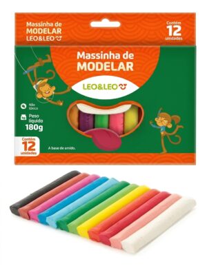 Massa de modelar 12 cores leo&leo