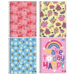 Caderno Espiral Capa Dura Universitário 1 Matéria Hit Feminino 80 Folhas - Tilibra