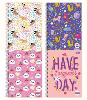 Caderno Espiral Capa Dura Universitário 10 Matérias Pepper Feminino 160 Folhas - Tilibra