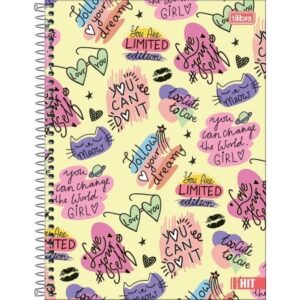 Caderno Espiral Capa Dura Universitário 10 Matérias Hit Feminino 160 Folhas - Tilibra