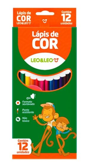 Lápis de Cor Sextavado 12 Cores - Leo&Leo